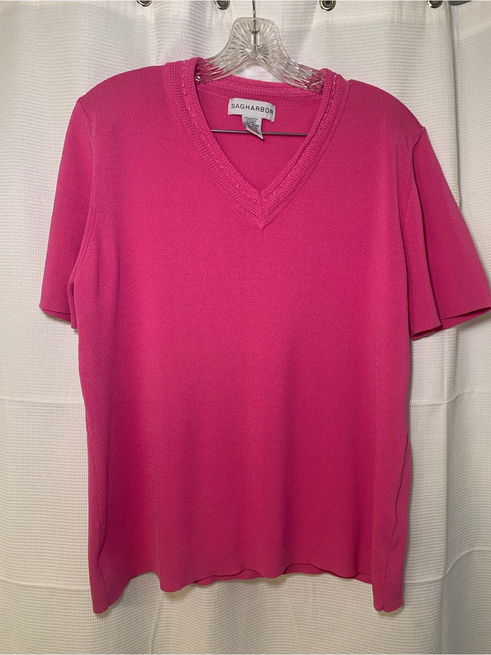Sag Harbor Bright Pink V-Neck Sweater